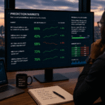 Prediction market probability dashboard showing forecasting data and implied probabilities
