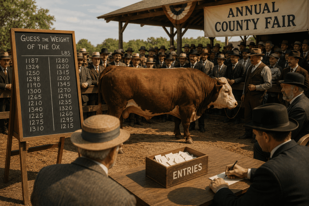 Prediction market interface estimating the weight of a cow